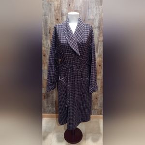 LEE VALLEY BLUE PLAID 100% COTTON FLANNEL MEN'S ROBE SZ XL
